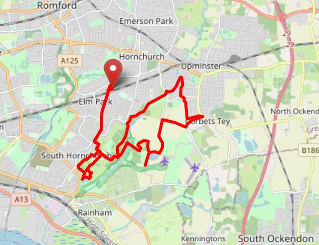 Havering Half Marathon Route Map