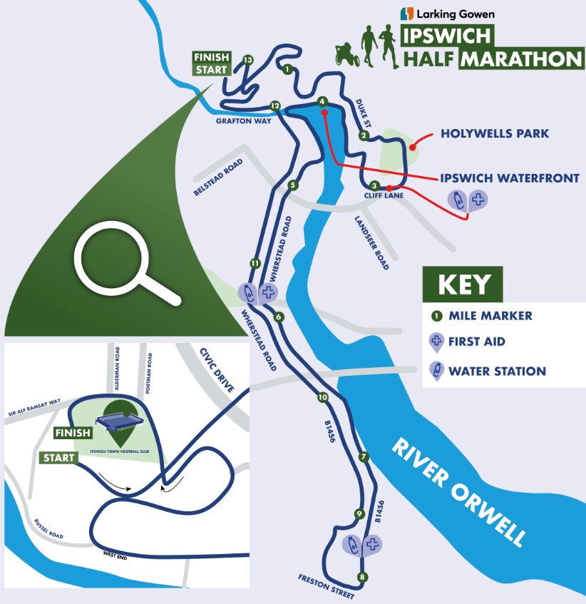 Ipswich Half Marathon Course Map