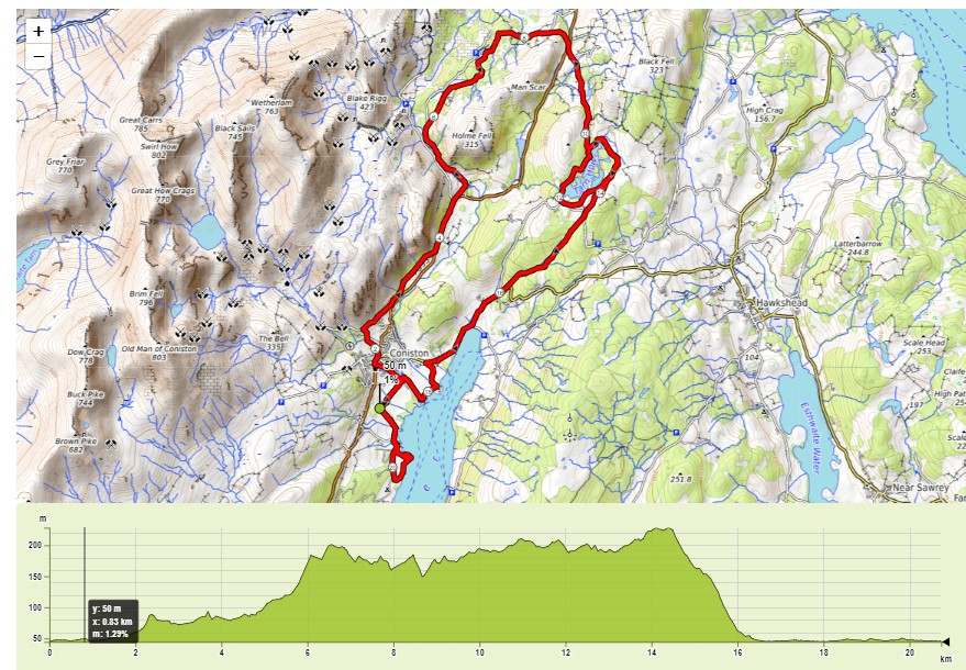 Lakeland Trails Half Marathon Challenge Route and Elevation Plan