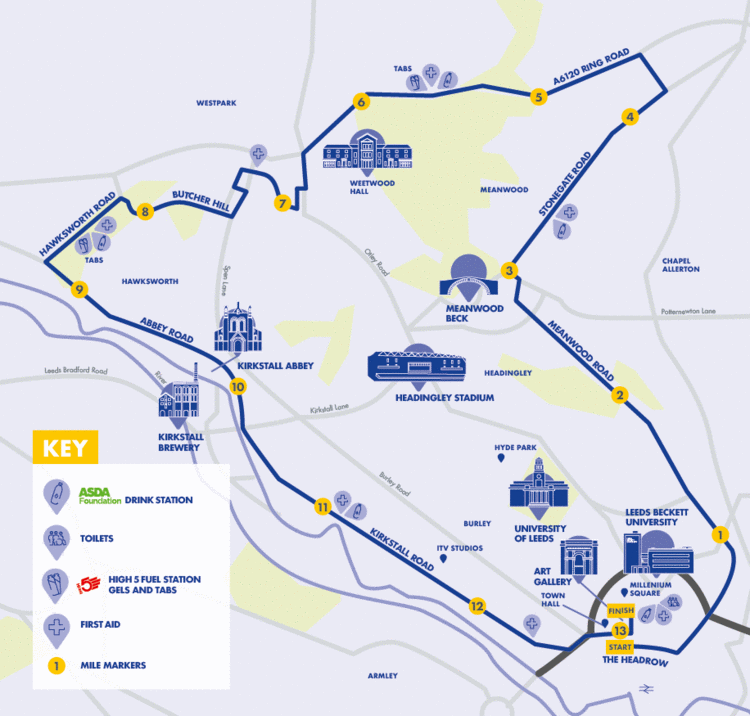 Leeds Half Marathon 2022 Route Map