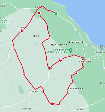 Northumberland Castles Half Marathon Course Map