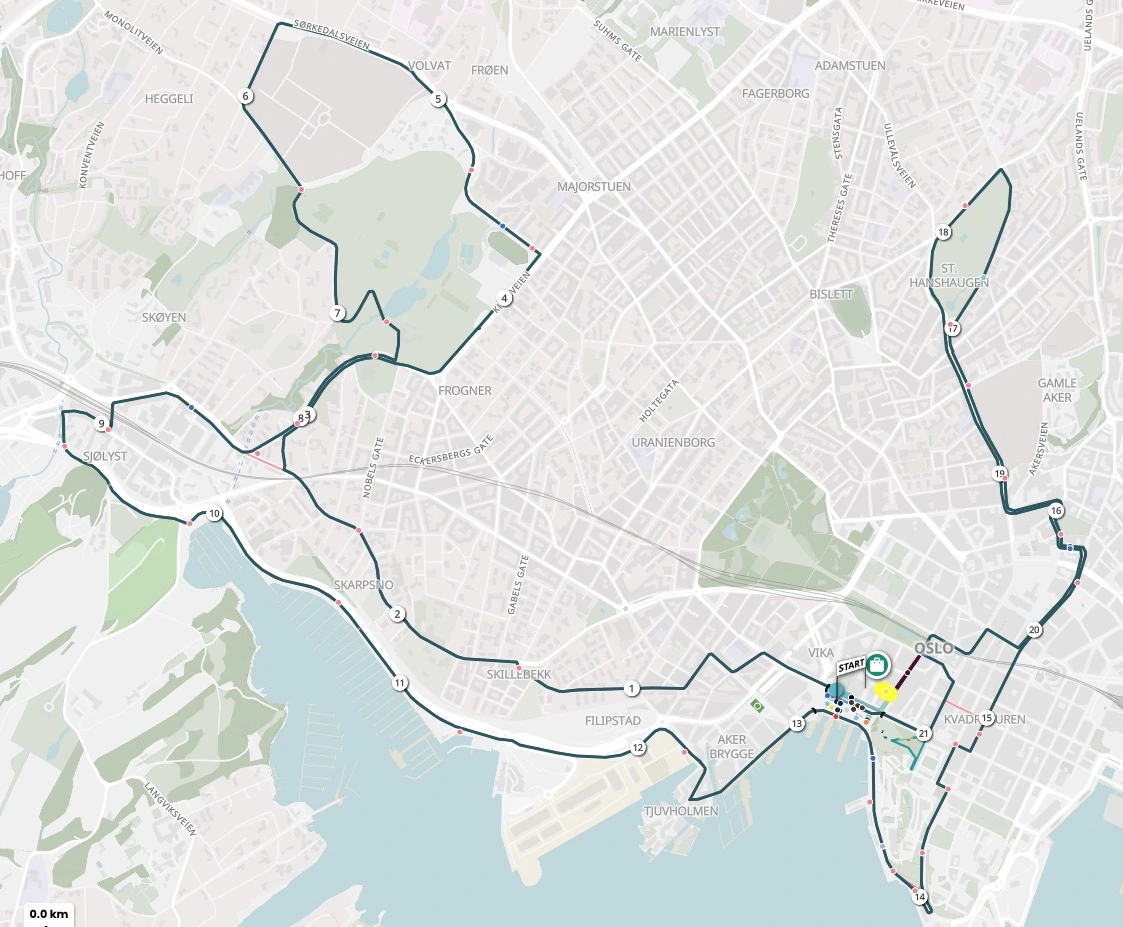 Oslo marathon course map