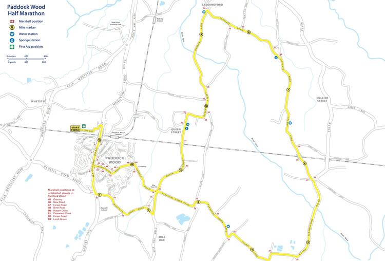 Paddock Wood Half Marathon Course Map