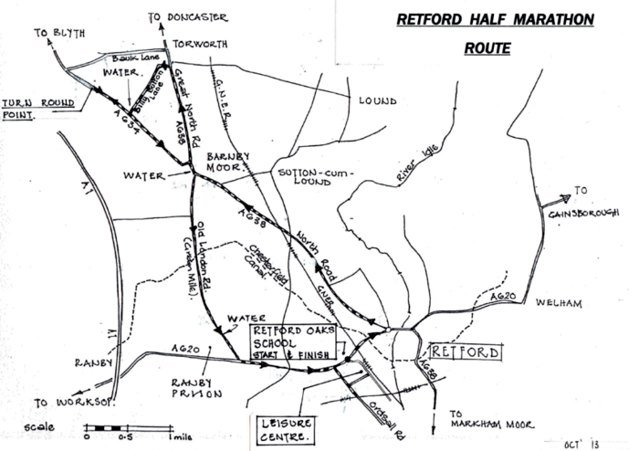 Retford half marathon course map