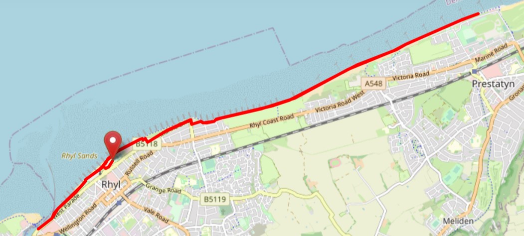 Rhyl 10 Mile Course Map