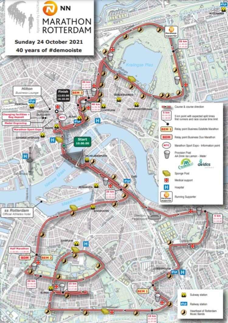 Rotterdam Marathon Course Map 