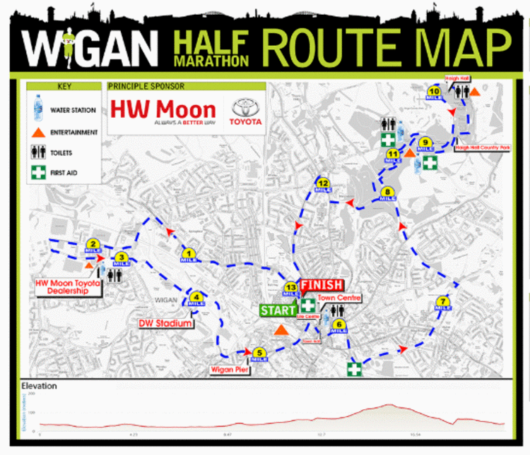 Wigan Half Marathon Course Map