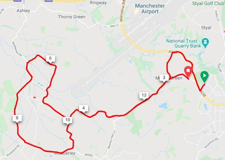 Wilmslow Half Marathon Race Route Map