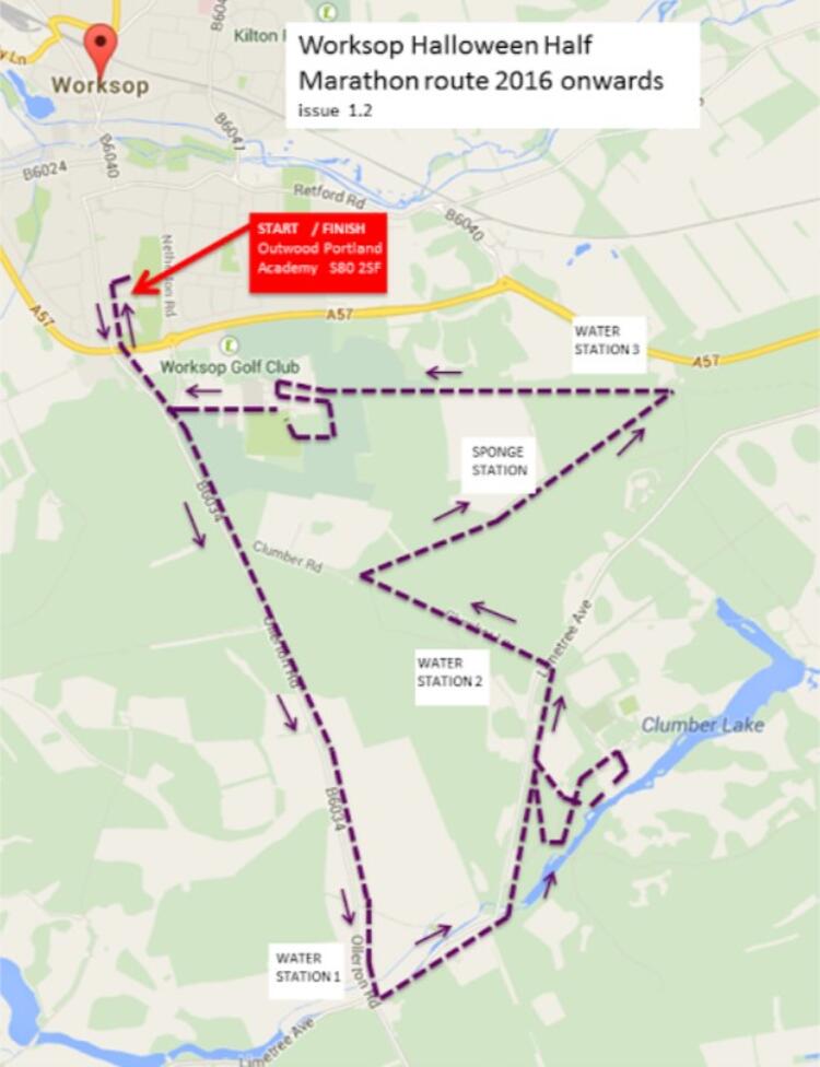 Worksop Half Marathon Route Map